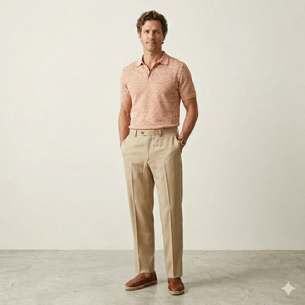 Tommy Bahama Mens 38x30 Silk Cotton Blend Pants Khaki Tan Relaxed Flat Front
